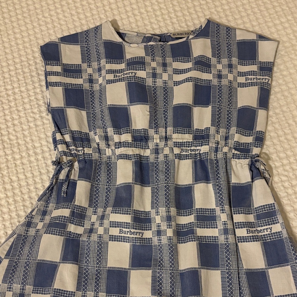 Burberry Kids Navy and White Plaid Dress